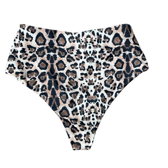 High Waist Leopard Print Bikini Bottom Sz S - Picture 2 of 3